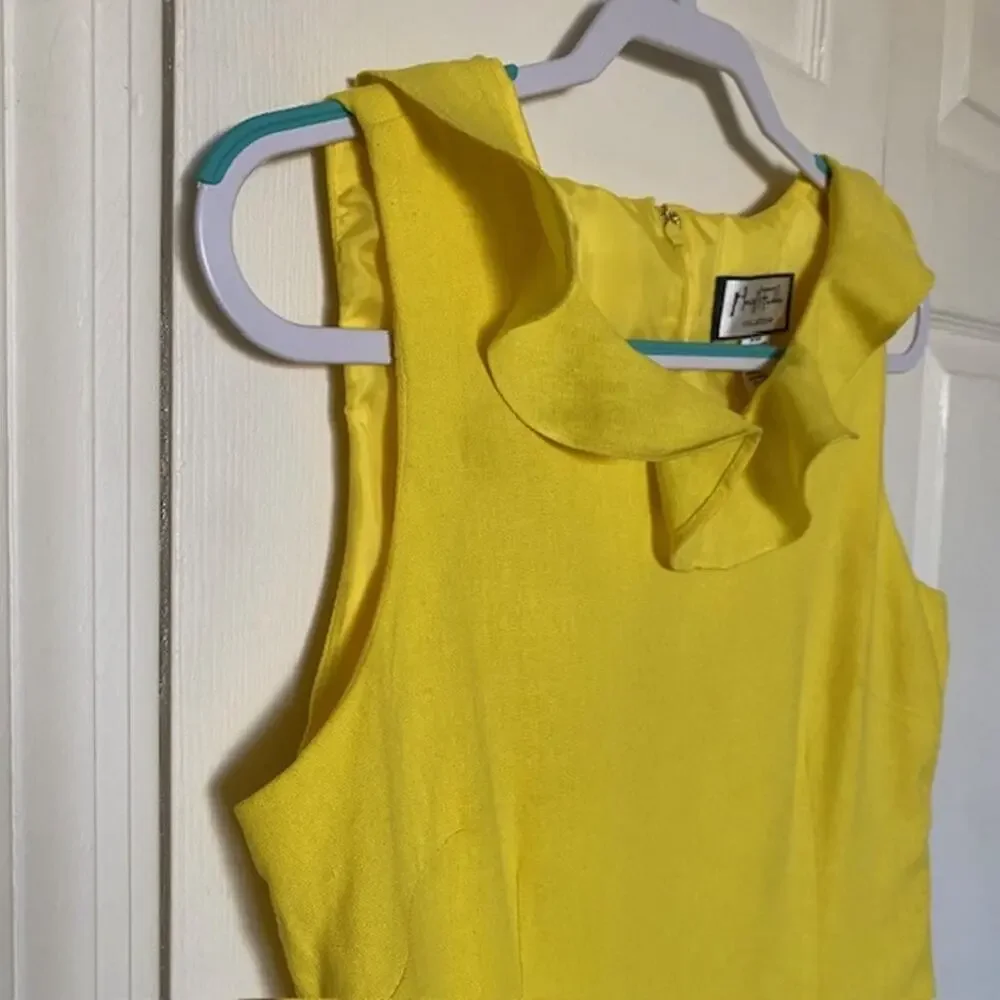 Mary‎ McFadden Collection Linen Blend Dress Sleeveless Yellow Lined Women's 6